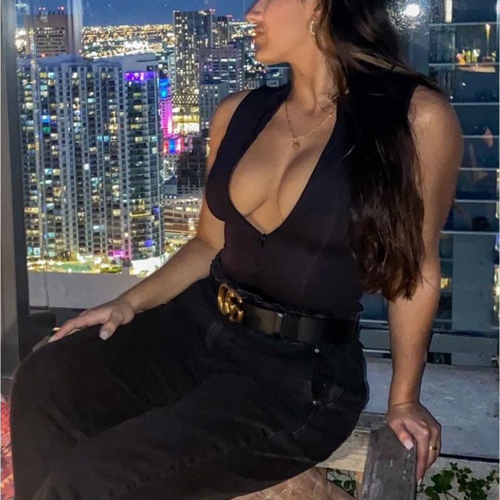 Zip Down Black Bodysuit size Medium